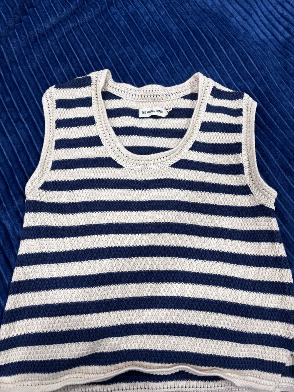 The Normal Brand Navy & Cream Striped Knit Tank Top